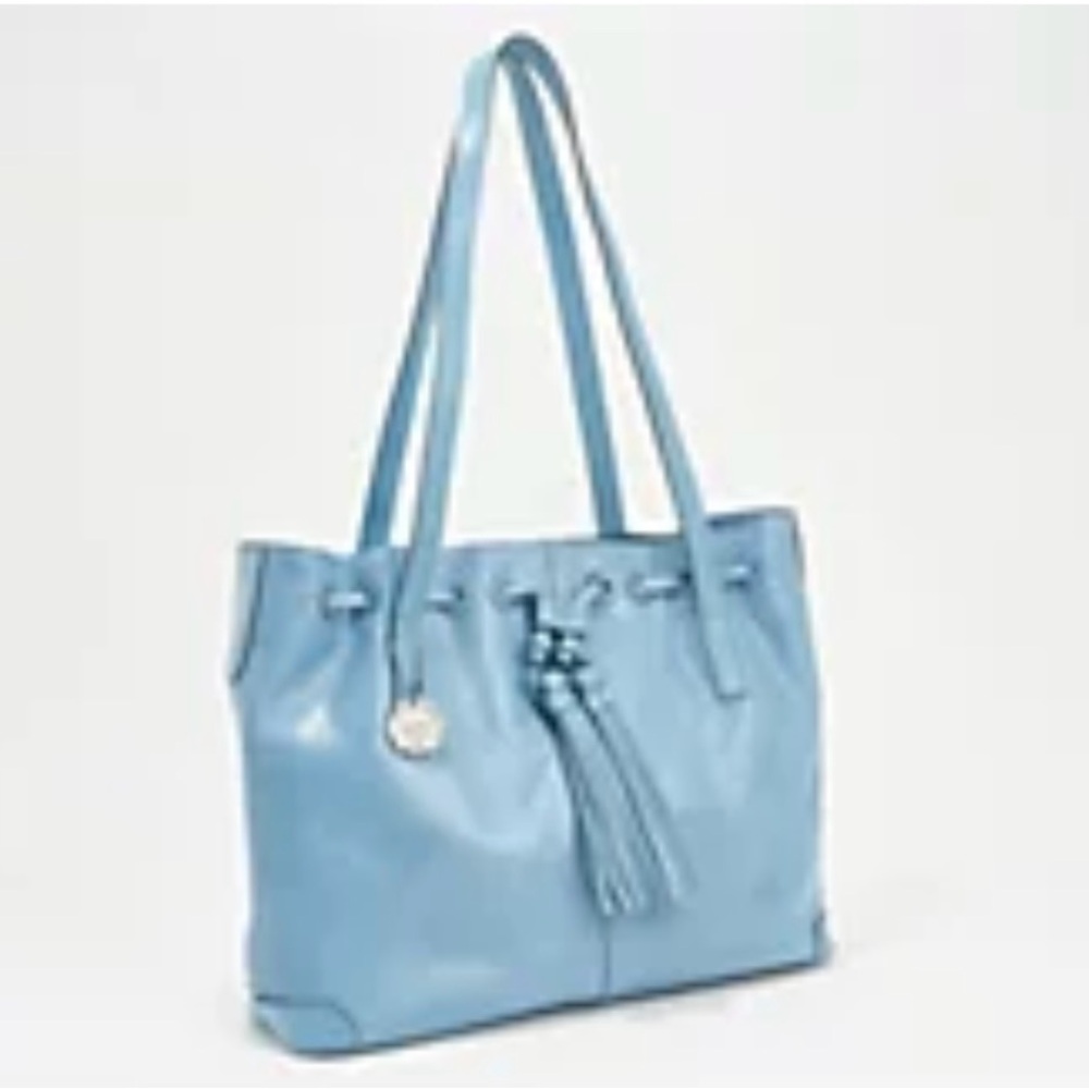 NWT Solid Light Blue 🐟Patricia Nash🐟Leather Drawstring Witney Tote